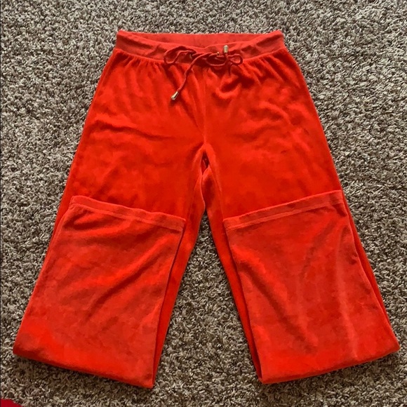orange velvet pants